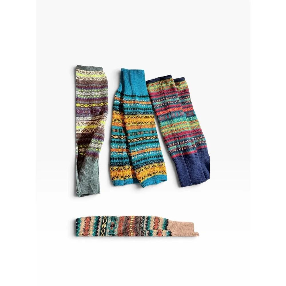 Lot Of 4 Pair Funky Fun Multicolor Leg Warmers Cozy Winter Warm Grunge Boho